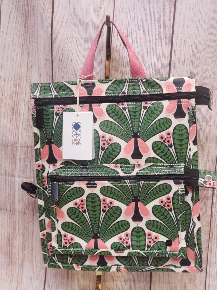 Orla Kiely - Coated Canvas Flat Pack Backpack - Larkhall - Dill - Image 2 of 4