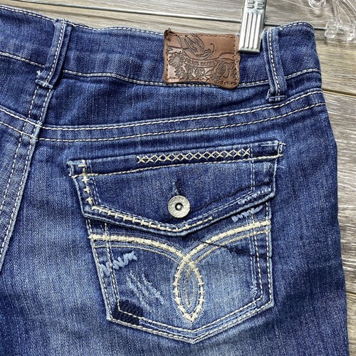 PARIS BLUES Shorts Size 5 Womens Blue Denim Chino Pockets Logo Low Rise - Picture 5 of 12