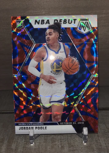 2019-20 Panini Mosaic Jordan Poole #261 NBA Debut BLUE REACTIVE Rookie Card RC