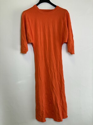 Zara Orange 3/4 Sleeve Cut Out Maxi Dress Size Small *New With Tags* | eBay