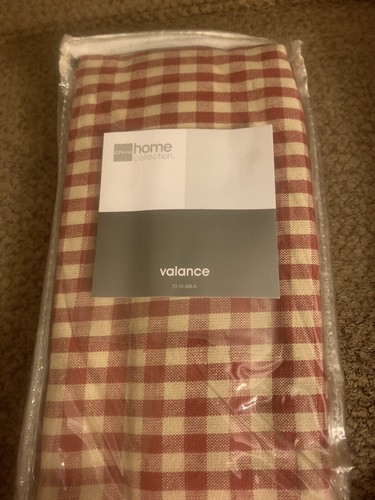 1 JCPENNEY RED & OFF WHITE GINGHAM VALANCES 60 X 12 Three Available New