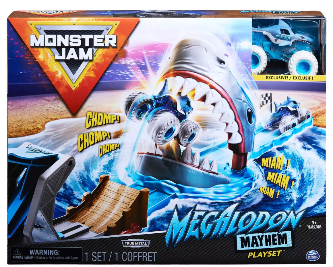 Monster Jam MEGALODON Mayhem Stunt Set - SHARK Attack - Exclusive