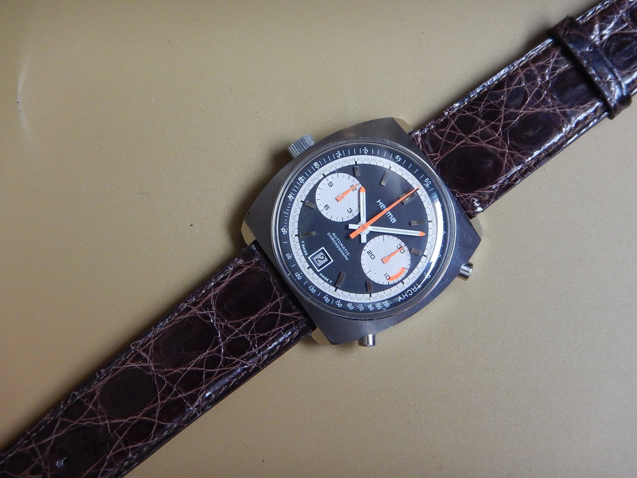 Bracelet crocodile véritable marron 22mm de fabrication française