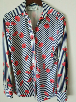 Mr Herman for Tops N Bottoms Button Down Striped & Floral Vintage Shirt Size S/M
