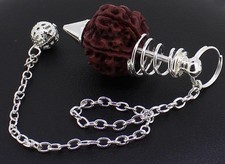 budawi® - wahadło ezoteryczne rudraksha w kształcie stożka Ø 12 mm, wahadło srebrne