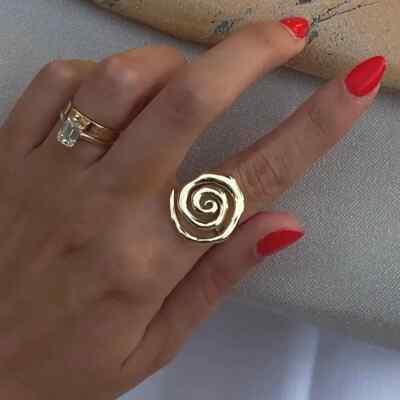 Spiral Ring Statement Unregelmäßig Abstrakt Rund Hohl Groß Modern Gold Silber
