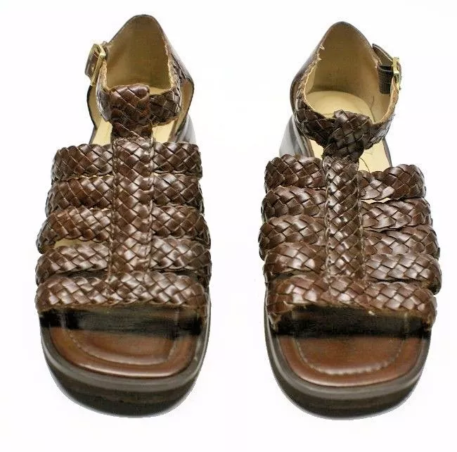 KB COMPANY Abigail Size 8M Closed Heel Open Toe Mary Jane Sandal Shoes Brown