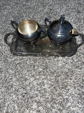 Vintage F.B. Rogers Silver Co. Trademark 1883 Sugar & Creamer Bowls #2377 W/tray