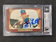 JOHNNY LOGAN SIGNED 1955 BOWMAN #180 BAS AUTO SLABBED CERTIFIED BRAVES *257