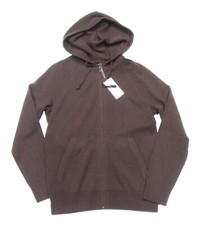 Vince Men's Brown Wool Cashmere Full Zip Hooded Sweater 425