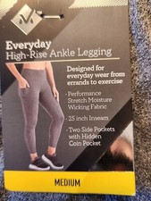 Womens Size Medium Everyday Ankle Leggings Pockets Everyday Cotton Poly NWT Grey