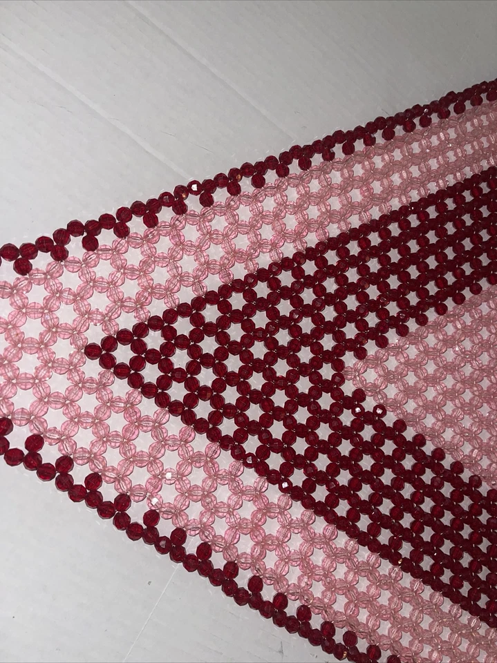 Table Runner Acrylic Beaded Mesh Pink Faceted Faux-Crystal Home Decor 40x23” - Image 4 of 4