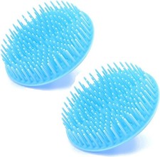2 Pack Hair Scalp Massager Shampoo Brush Shower Head Scrubber Cleanser Blue