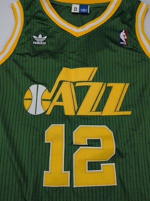 John Stockton Utah Jazz Jersey Large Green #12 Replica Adidas