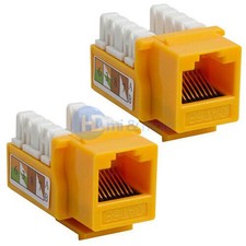 Cat5E Punch Down Keystone Jack RJ45 CAT5 Yellow - LOT of 2