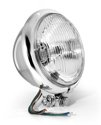 5¾'' Scheinwerfer Chrom H4  Bates-Style für Harley Suzuki Universal ECE
