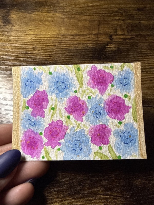 Original ACEO Colorful Watercolor Abstract Floral Flowers 4 Mini Art mdesigns316