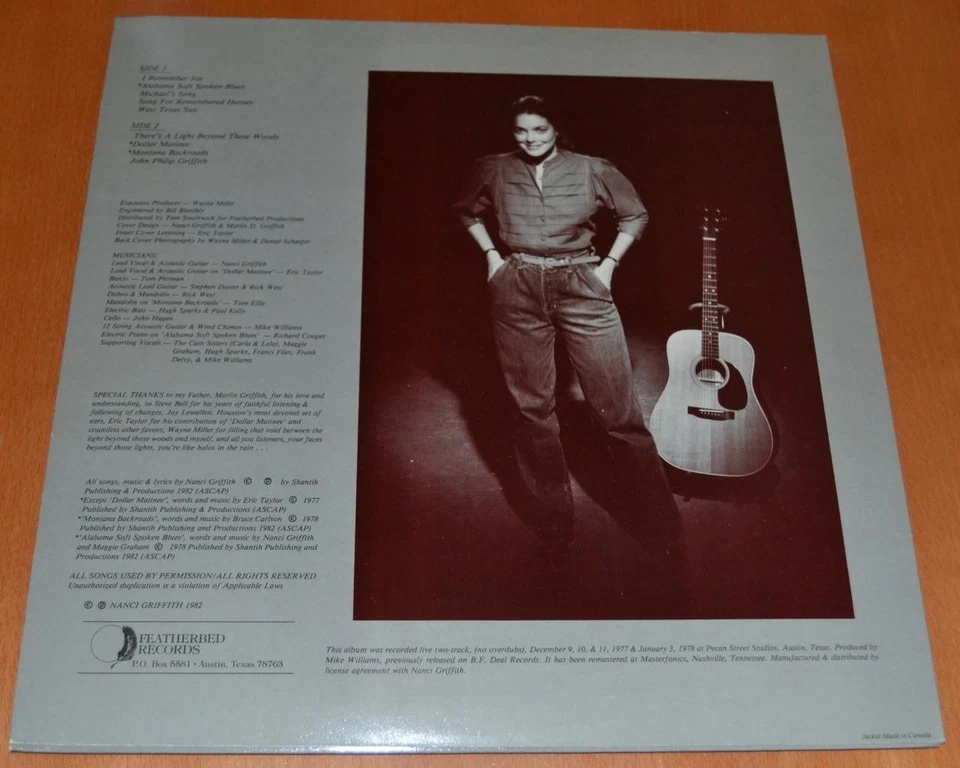 Nanci Griffith - There's A Light Beyond These Woods - 1982 Featherbed Vinyl LP - Image 2 of 4