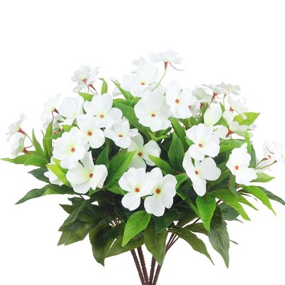 CITYES 4 Pcs Artificial Flowers Outdoor Impatiens UV Resistant Silk Impatiens...