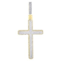 10K Gelbgold Herren Diamant Charms Kreuz Tiered Halo AnhäNger 1,25 Ct