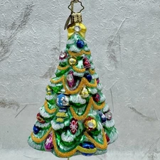 VTG LE 2008 Christopher Radko Zales Christmas Tree W Gems Glass Ornament  4.75”