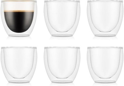 Bodum PAVINA Doppelwandige Gläser Espressotassen Thermoglas 6 Stück 80 ml
