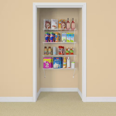 12 In. D X 36 In. W X 54 In. H White Wire Fixed Mount Linen Closet Kit