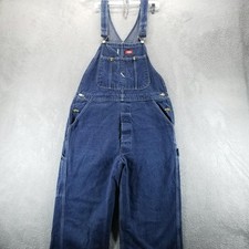 Dickies Overalls Mens 38x32 Blue Denim Bib Workwear Carpenter Pants Made USA