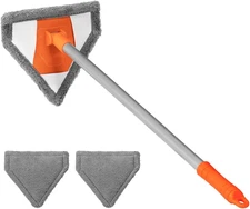 Windshield Interior Cleaner Tool - Auto Glass Wash Brush with 2 Washable and Reu