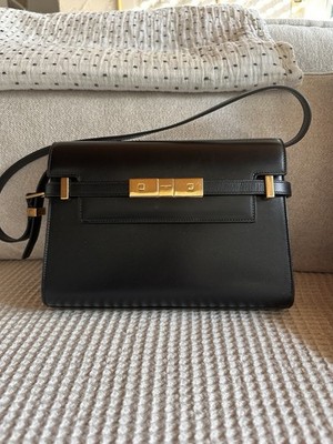 Saint Laurent Manhattan Shoulder Bag Small Black Calfskin Leather