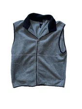 Foot Locker Fleece Vest Gray Men's Sz Large Polyester Sleeveless Pocket Full-Zip