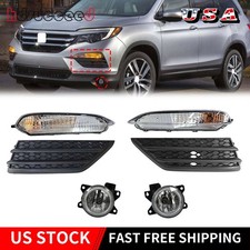 6pcs For 2016-2018 Honda Pilot Bumper Fog Lights Wcover Bezel Turn Signal Lamp