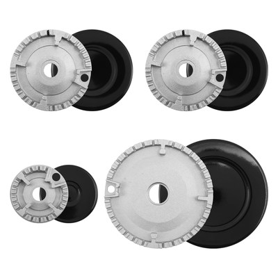 4 Pcs Gas Stove Burner Caps, Metal Cooktop Burner Cap and Burner Head Replace...