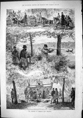 Altes Sport 1882 Kaiser Deutschland Hirschschießen Jagdlager Zelt Männer Ri Viktorianisch