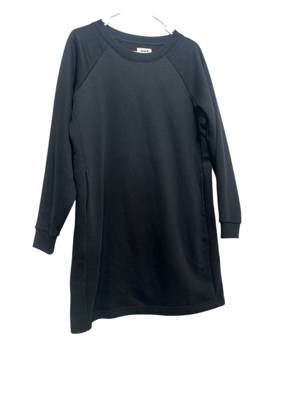 Pact Organic Cotton BLend Courtside Sweatshirt Dress Large Womens Black Fleece