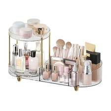 Makeup Organizer Countertop for Vanity, Rotating Perfume Tray with 5-Compartment