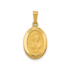 14k Yellow Gold Saint Joseph Pendant Oval Catholic Medal Religious Devotional Je