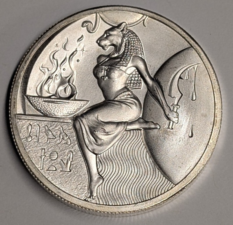 2 oz .999 Silver ~ Sekhmet ~ Egyptian Gods Series #6 High Relief Bullion Round