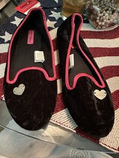 BETSEY JOHNSON BLACK VELVETEEN SLIPPERS SIZE 9-10 Women Ladies