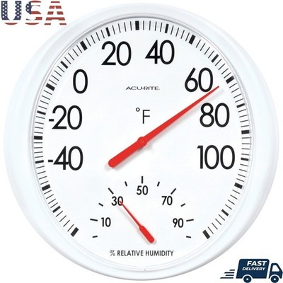 Outdoor Analog Thermometer Humidity Gauge Weather Resistant 13 Inch Dial New