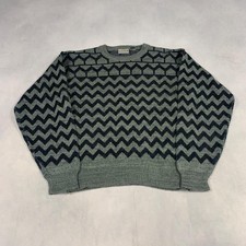 Vintage Knitted Jumper Abstract Patterned Grandad Knit Sweater Men's M