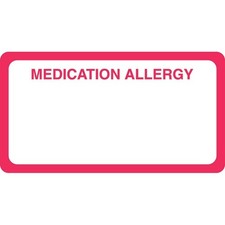 Allergy Warning Labels, MEDICATION ALLERGY - Red/White, 3-1/4" X 1-3/4" Roll