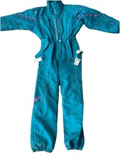 Vintage Retro 90s Fera Skiwear Teal  Purple One-Piece Ski Suit - Womens Size 12