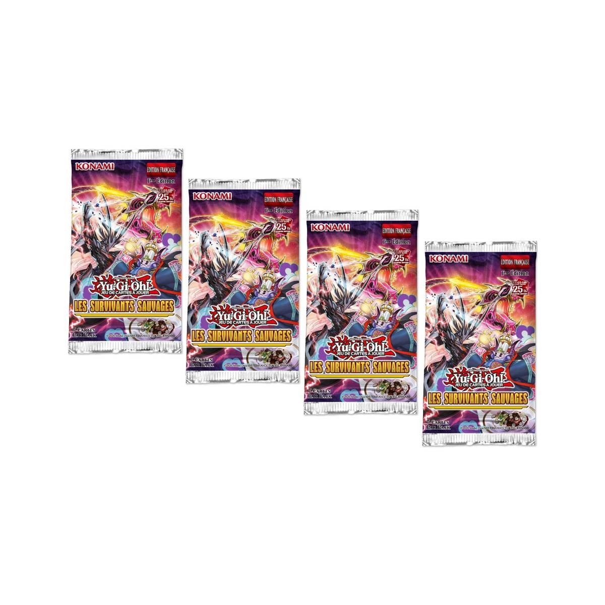 Lot 4 boosters Yu-Gi-Oh Survivants Sauvages pour composer et améliorer son deck de jeu