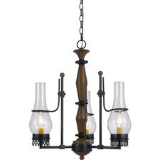 CAL Lighting & Accessories FX-3564/3 Trenton Chandelier Metal and Wood
