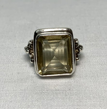 Vintage MD Sterling Silver 925 Yellow Topaz Statement Ring Size 7.75