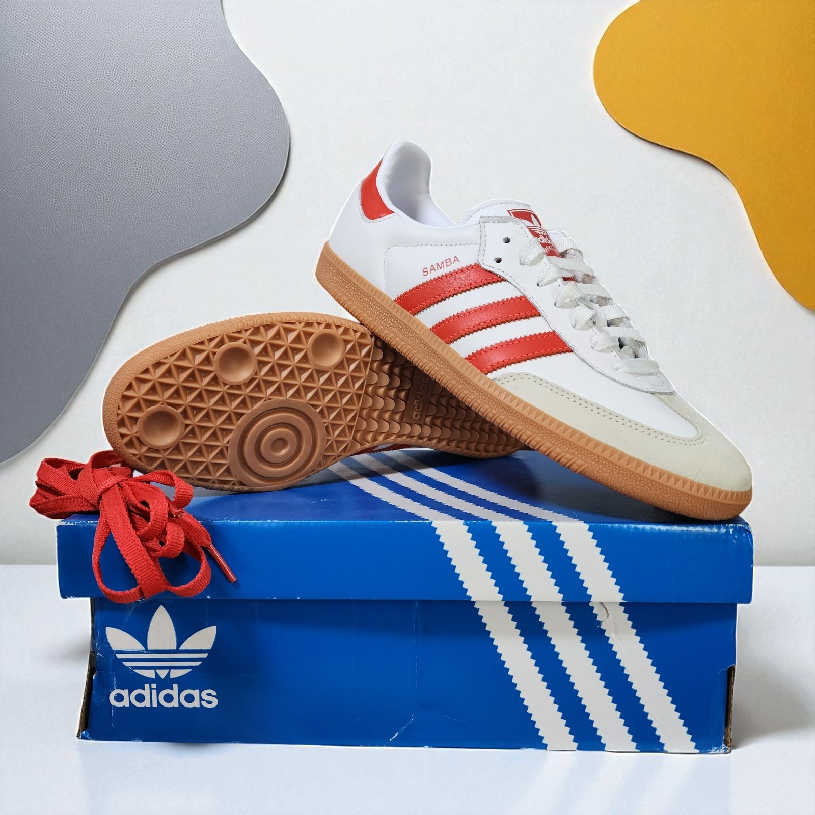 SAOLA Adidas Originals Samba OG Bianco Rosso Solare Gomma Casual F6513 Unisex SPEDIZIONE VELOCE