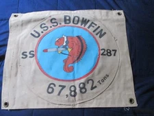 WWII USN SUBMARINE USS BOWFIN SS 287 READY ROOM  WALL FLAG
