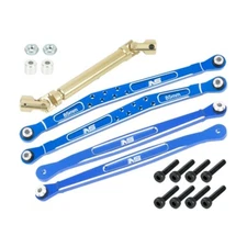 NS CNC Brass / 7075 Aluminum Extended Rear Suspension Links Set (BLUE)-FMS FCX24