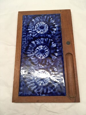 MCM Okslund Danish Design Tile Teak Wood Trivet 9-5/8  x 6  Hand Made